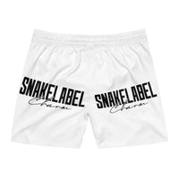 Men's Mid - Length Swim Shorts with Inner Mesh Brief & Side Pockets snake - label