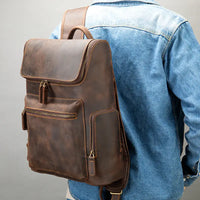 Men's Outdoor Backpack - Genuine Leather Breathable Waterproof - Fits Essentials & More - snake - label