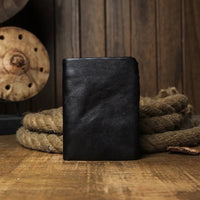 Men's Short Genuine Wallet with Anti - Magnetic Function & First Layer Cowhide Leather snake - label