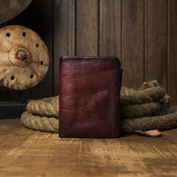 Men's Short Genuine Wallet with Anti - Magnetic Function & First Layer Cowhide Leather snake - label