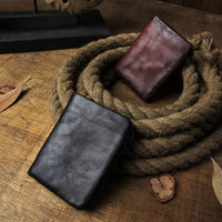 Men's Short Genuine Wallet with Anti - Magnetic Function & First Layer Cowhide Leather snake - label