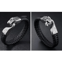 Men's Stainless Steel Snake Bracelet with Geometric Design & Electroplating - Durable Titanium Steel Jewelry snake - label