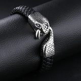 Men's Stainless Steel Snake Bracelet with Geometric Design & Electroplating - Durable Titanium Steel Jewelry snake - label