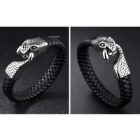 Men's Stainless Steel Snake Bracelet with Geometric Design & Electroplating - Durable Titanium Steel Jewelry - snake - label