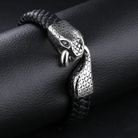 Men's Stainless Steel Snake Bracelet with Geometric Design & Electroplating - Durable Titanium Steel Jewelry - snake - label