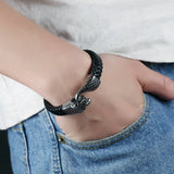 Men's Stainless Steel Snake Bracelet with Geometric Design & Electroplating - Durable Titanium Steel Jewelry - snake - label