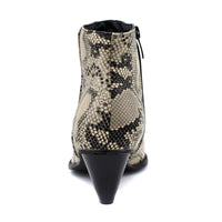 Mid - heel denim snake print ankle boots snake - label