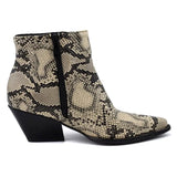 Mid - heel denim snake print ankle boots snake - label