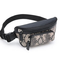 Mini Small Waist Bag with Dumpling Shape | High - Quality PU Fabric | Embossed Animal Pattern snake - label