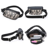 Mini Small Waist Bag with Dumpling Shape | High - Quality PU Fabric | Embossed Animal Pattern - snake - label