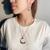 Moon Knight Necklace - Half Moon Alloy Necklace for Unisex Style snake - label