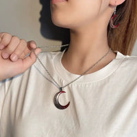 Moon Knight Necklace - Half Moon Alloy Necklace for Unisex Style snake - label