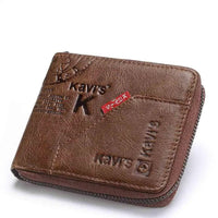 Multi - functional Genuine Leather Wallet with Zipper Closure - snake - label