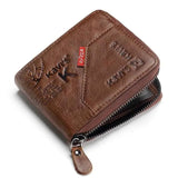 Multi - functional Genuine Leather Wallet with Zipper Closure snake - label