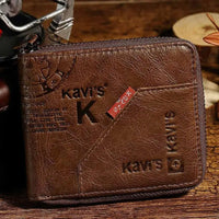 Multi - functional Genuine Leather Wallet with Zipper Closure snake - label