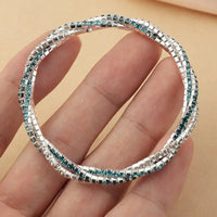 Multilayer Geometric Rhinestone Bracelet with Alloy Inlay snake - label