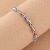 Multilayer Geometric Rhinestone Bracelet with Alloy Inlay snake - label