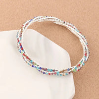 Multilayer Geometric Rhinestone Bracelet with Alloy Inlay snake - label