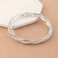 Multilayer Geometric Rhinestone Bracelet with Alloy Inlay snake - label