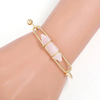 Natural Gem Metal Bracelet with Geometric Shape in 3 Shades snake - label