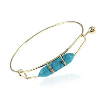 Natural Gem Metal Bracelet with Geometric Shape in 3 Shades snake - label