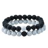 Natural White Howlite & Black Agate Bracelet Set - Harmony & Tranquility in 2 Pieces snake - label