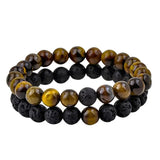 Natural White Howlite & Black Agate Bracelet Set - Harmony & Tranquility in 2 Pieces snake - label