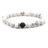 Natural White Howlite & Black Agate Bracelet Set - Harmony & Tranquility in 2 Pieces snake - label