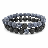 Natural White Howlite & Black Agate Bracelet Set - Harmony & Tranquility in 2 Pieces snake - label