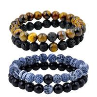 Natural White Howlite & Black Agate Bracelet Set - Harmony & Tranquility in 2 Pieces snake - label