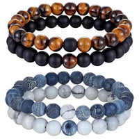 Natural White Howlite & Black Agate Bracelet Set - Harmony & Tranquility in 2 Pieces snake - label