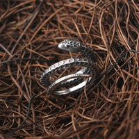 Ornament 925 Silver Snake Ring with Adjustable Unisex Design snake - label