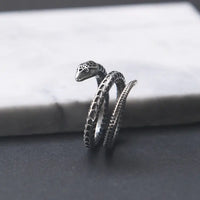 Ornament 925 Silver Snake Ring with Adjustable Unisex Design - snake - label