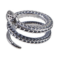 Ornament 925 Silver Snake Ring with Adjustable Unisex Design - snake - label