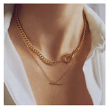 OT Chain Necklace: Heart - Shaped Electroplated Alloy Pendant snake - label