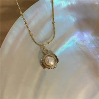 Pearl Necklace with Lustrous Pearls & Titanium Steel Chain snake - label