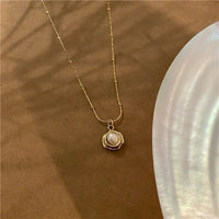 Pearl Necklace with Lustrous Pearls & Titanium Steel Chain snake - label