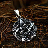 Pentagram Snake Pendant - Titanium Steel Animal Zodiac Design snake - label