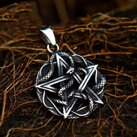 Pentagram Snake Pendant - Titanium Steel Animal Zodiac Design - snake - label