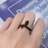 Personality Snake Ring with Alloy Inlaid Gems, US Sizes 6, 7, 8 snake - label