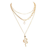 Personalized Metal Snake Pendant with Multi - Layered Design and Golden Finish snake - label