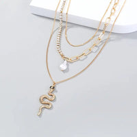 Personalized Metal Snake Pendant with Multi - Layered Design and Golden Finish snake - label