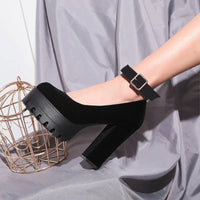 Platform Shoes for Women: Plush Microfiber, 8cm Heel, 4cm Waterproof Platform snake - label