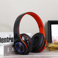 Portable Wireless Headphones - Bluetooth + MP3 Support, LED Lights snake - label