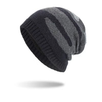 Pullover Knit Beanie with Korean Style Design & Striped Pattern for Ultimate Winter Warmth snake - label