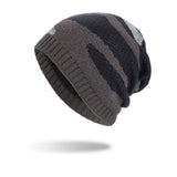 Pullover Knit Beanie with Korean Style Design & Striped Pattern for Ultimate Winter Warmth snake - label