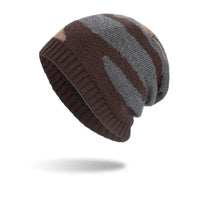 Pullover Knit Beanie with Korean Style Design & Striped Pattern for Ultimate Winter Warmth snake - label