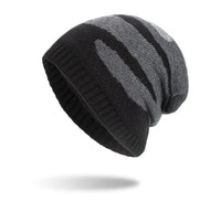 Pullover Knit Beanie with Korean Style Design & Striped Pattern for Ultimate Winter Warmth snake - label