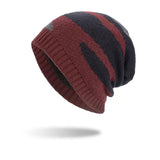 Pullover Knit Beanie with Korean Style Design & Striped Pattern for Ultimate Winter Warmth snake - label