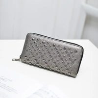 Punk Rivet Long Wallet with Horizontal Square Design snake - label